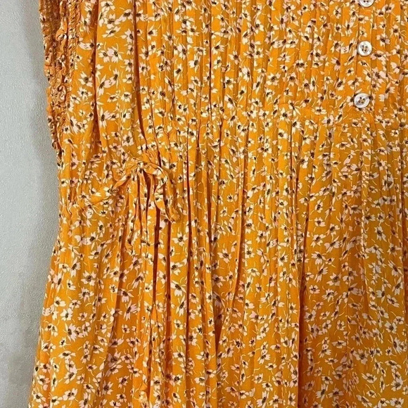 Free People One Fine Day Mini Dress Womens Orange Floral Size S/P Ruffle Boho - Picture 6 of 10